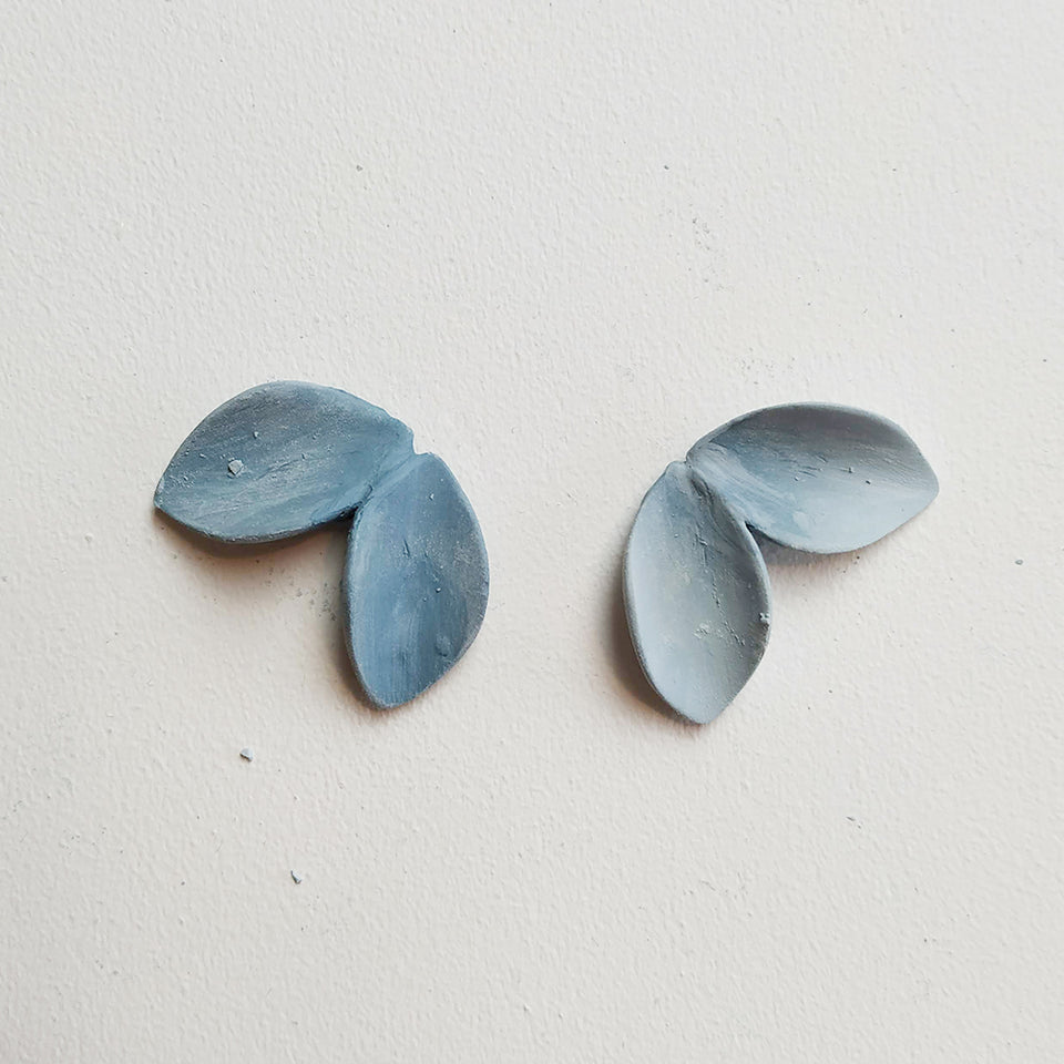 Blue ceramic earrings.