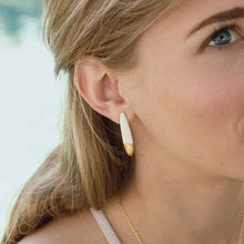 Load image into Gallery viewer, Delicate white porcelain earrings. Hand painted gold detail.