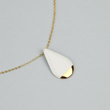Load image into Gallery viewer, Delicate white and gold porcelain necklace. Delightful jewellery piece.