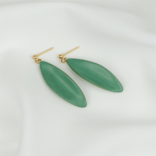 Load image into Gallery viewer, Dangle and drop green porcelain earrings. Minimal design.