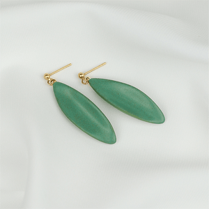 Dangle and drop green porcelain earrings. Minimal design.