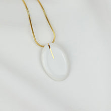 Load image into Gallery viewer, Porcelain pendant on a gold plated snake chain. Handmade jewel with minimal style. 