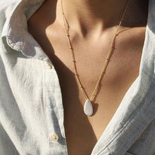 Load image into Gallery viewer, Beautiful white translucent porcelain necklace. Gold plated chain.