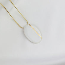 Load image into Gallery viewer, White porcelain pendant. Product photography with a clean background.