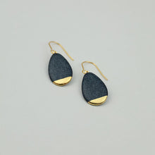 Load image into Gallery viewer, Black porcelain earrings covered with matte black glaze. Dangle earrings. 