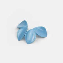 Load image into Gallery viewer, Close-up: minimal light blue porcelain earrings. Gold-filled studs. Exclusive design.