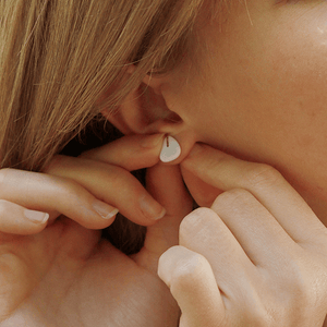 White clay earrings. Handmade. Tiny delicate earrings.